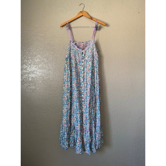 Free People Molly Jo Midi Maxi Micro Floral Dress Rare Large - Picture 3 of 9